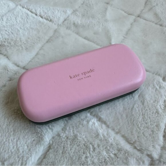 Kate Spade | Pink & Hunter Green "So Happy To See You" Glasses Case - Picture 1 of 9